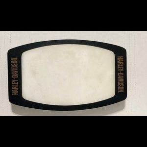 Harley-Davidson Platter,Cutting Board- 12.5. x 8.in. Black Wood & White Stone .